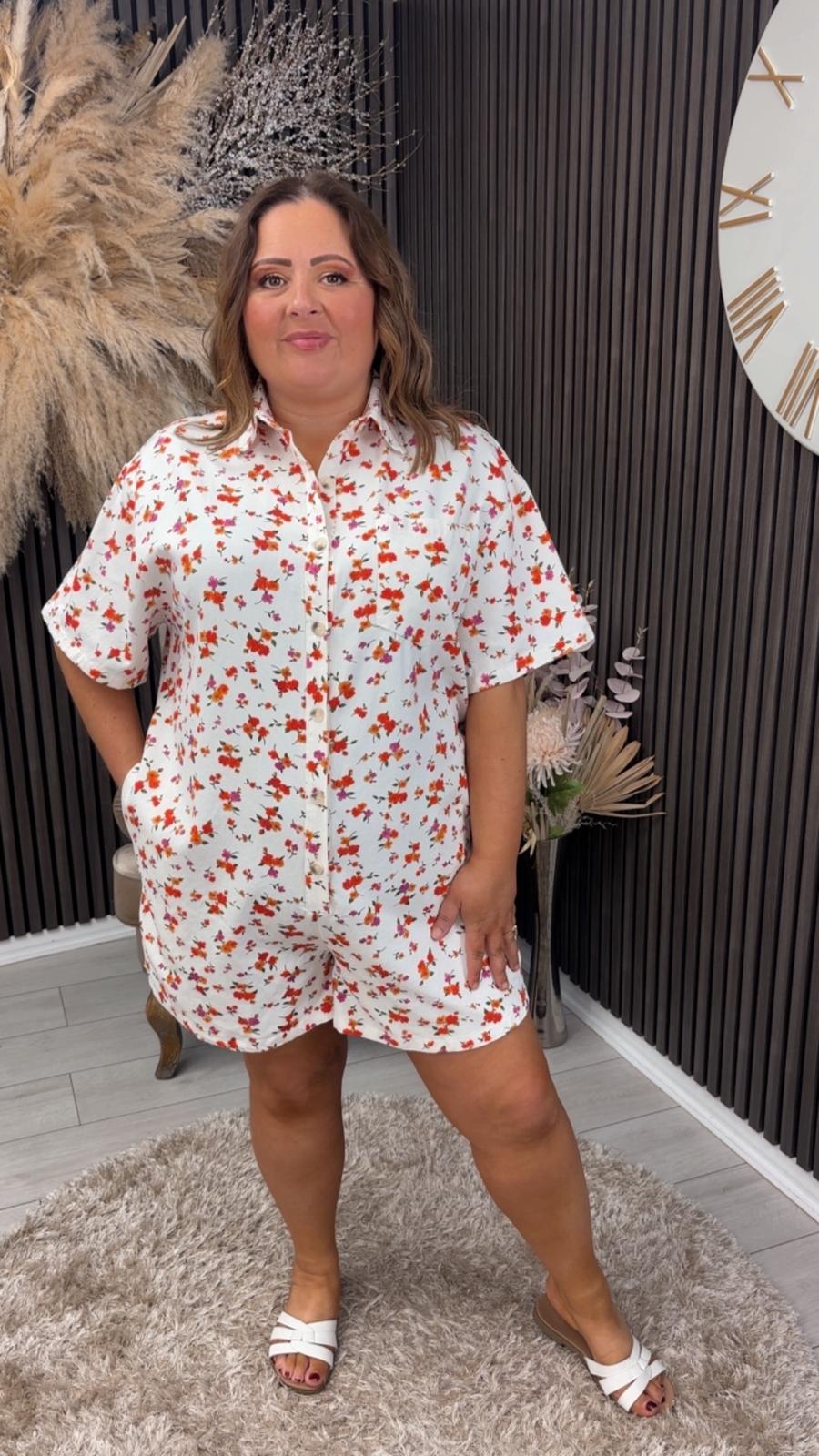 GENEVIEVE PLAYSUIT - FLORAL