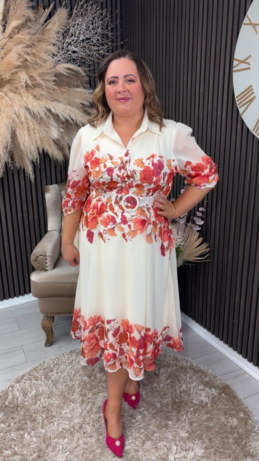 HOLLAND DRESS - CREAM PINK FLORAL