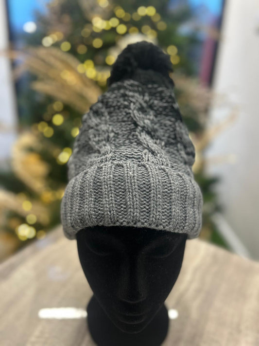 LOLA BOBBLE HAT - GREY/BLACK