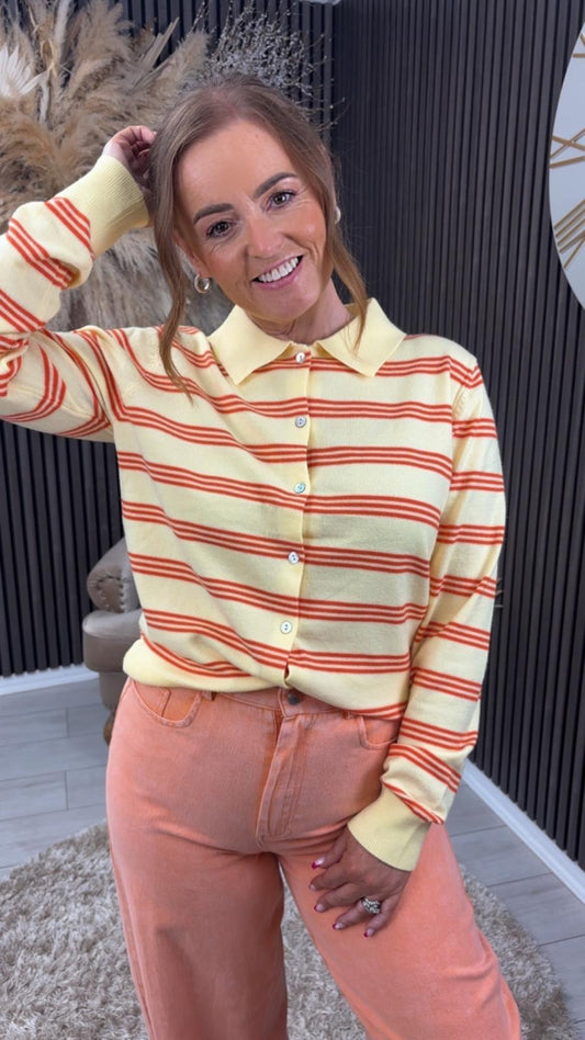 LILA CARDIGAN - YELLOW/CORAL