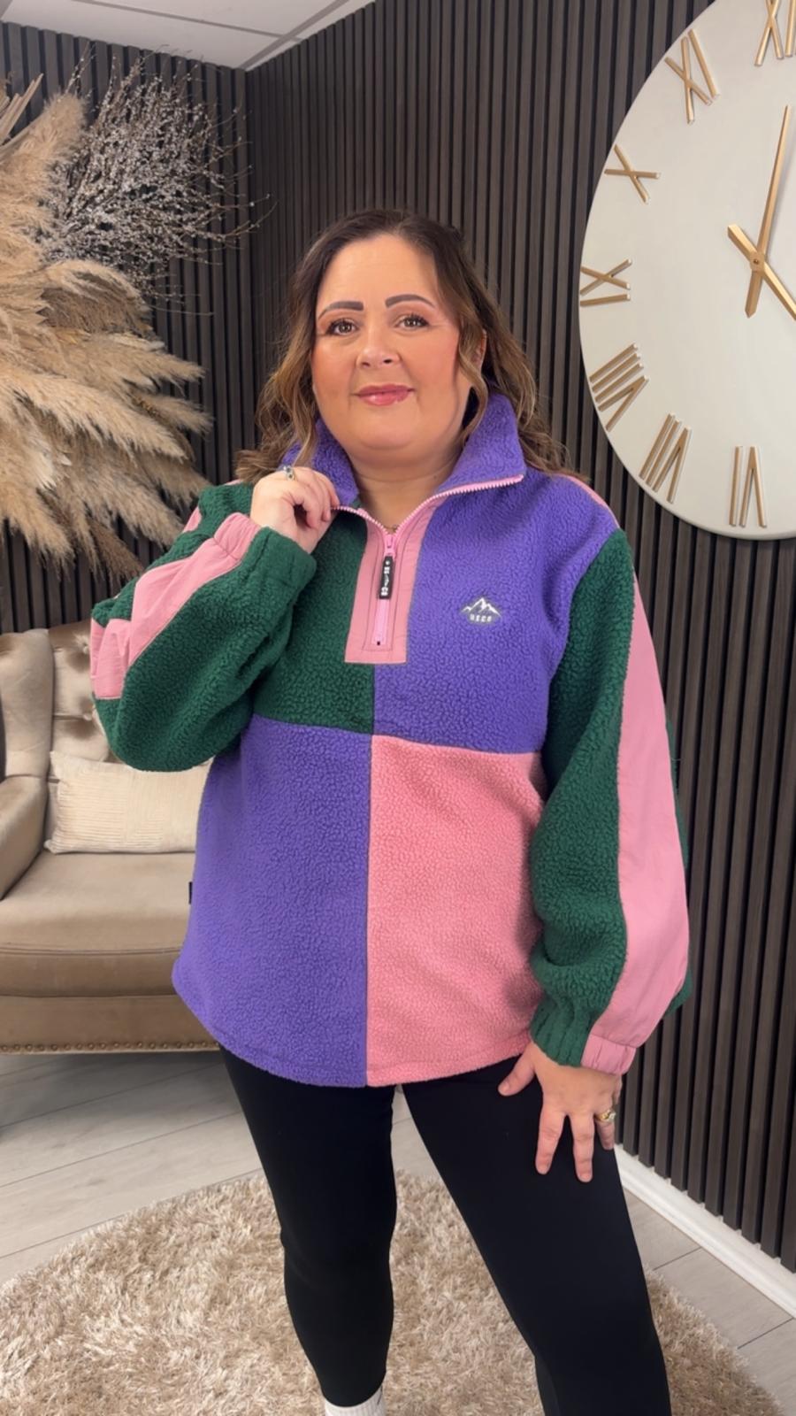 TAMMY FLEECE - GREEN/PURPLE