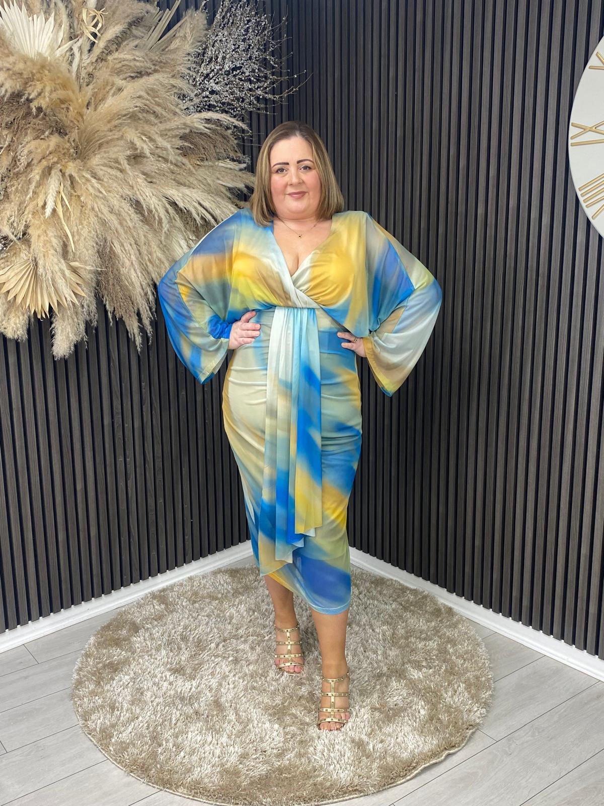 ANNEMARIE DRESS - BLUE/YELLOW