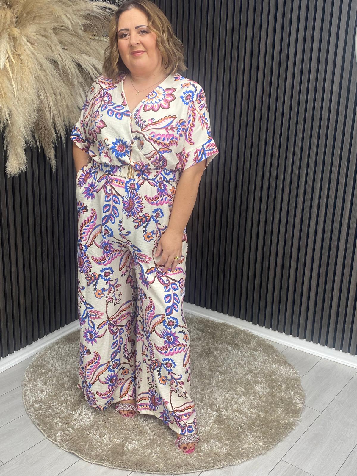 KRISTIE JUMPSUIT - CREAM/PINK