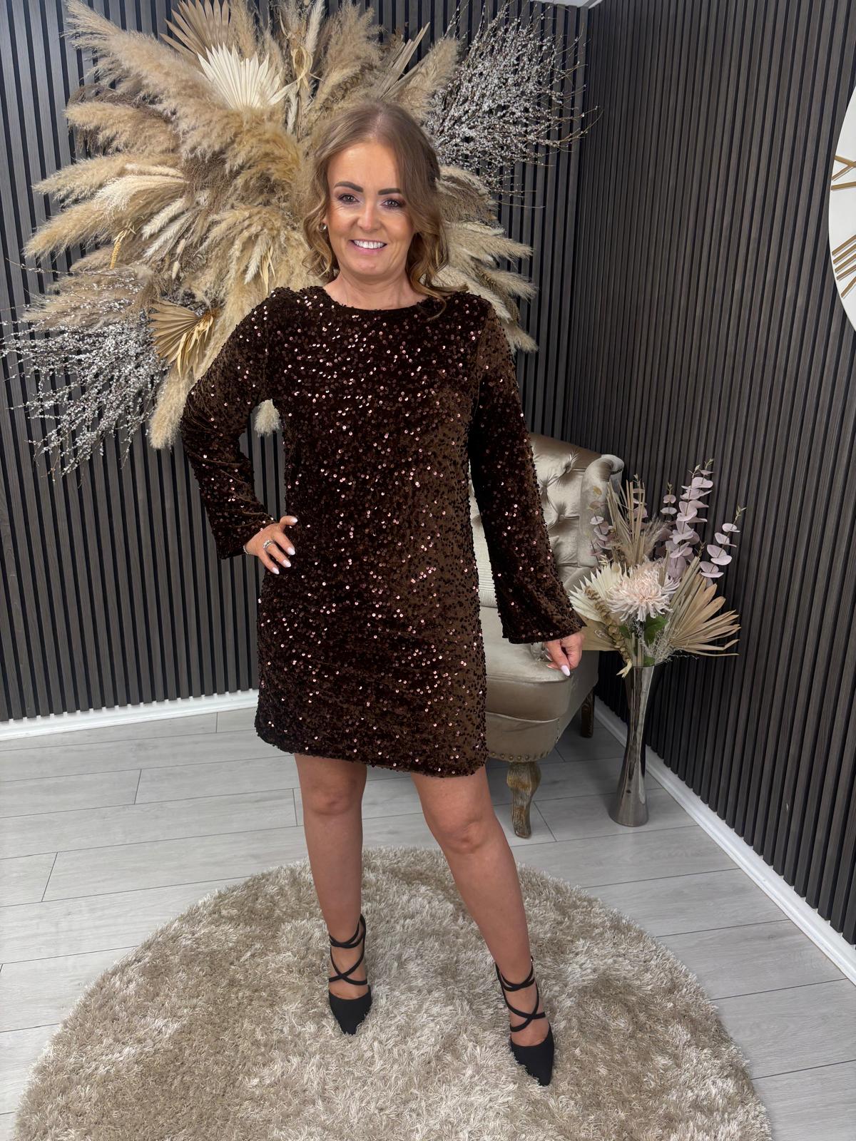 LEANNA DRESS - BROWN