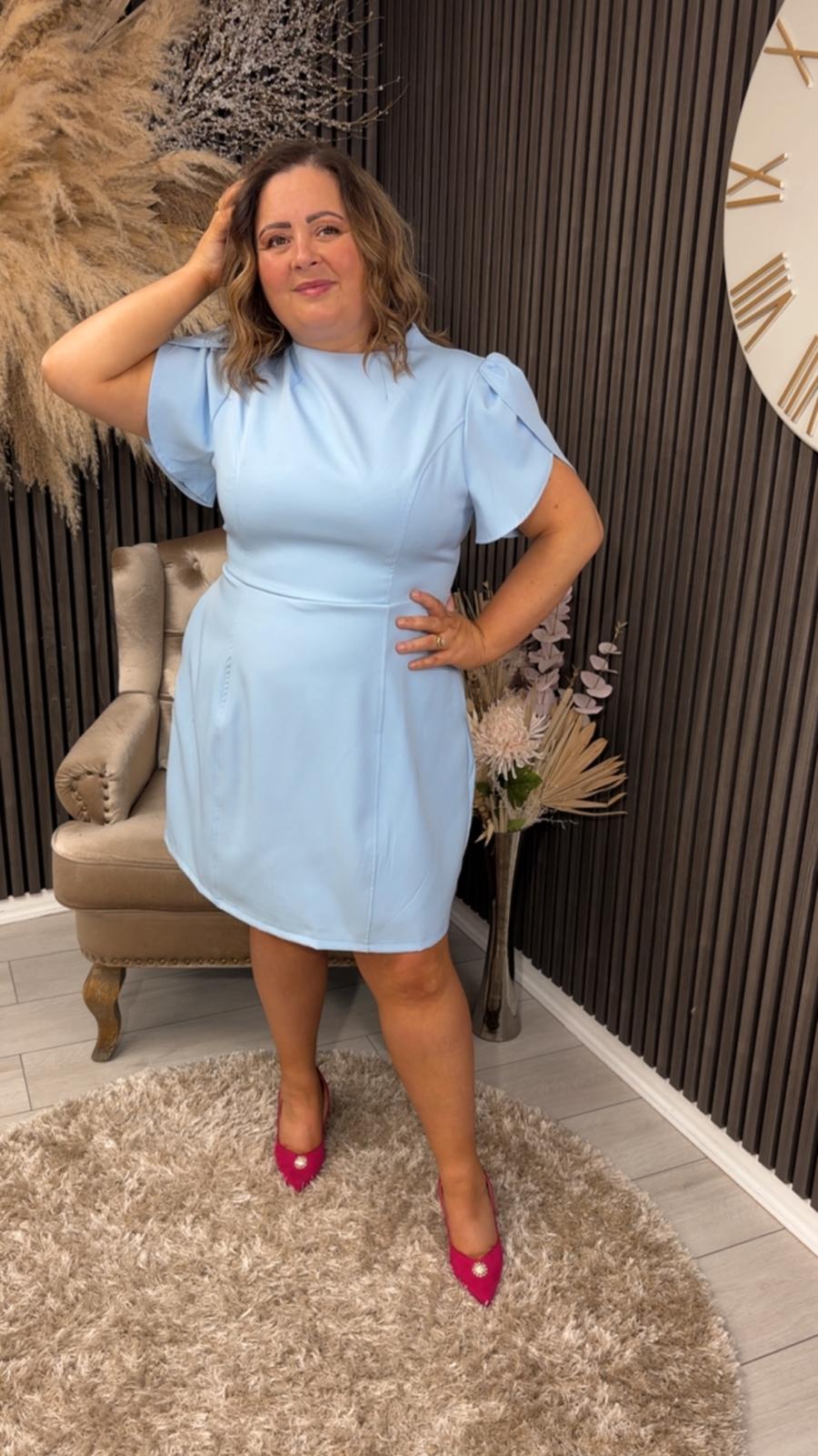 AMI TULIP DRESS - POWDER BLUE