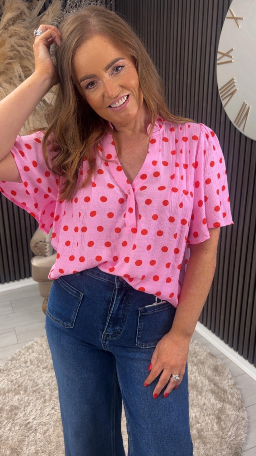 ORLANDA TOP - PINK/RED SPOT