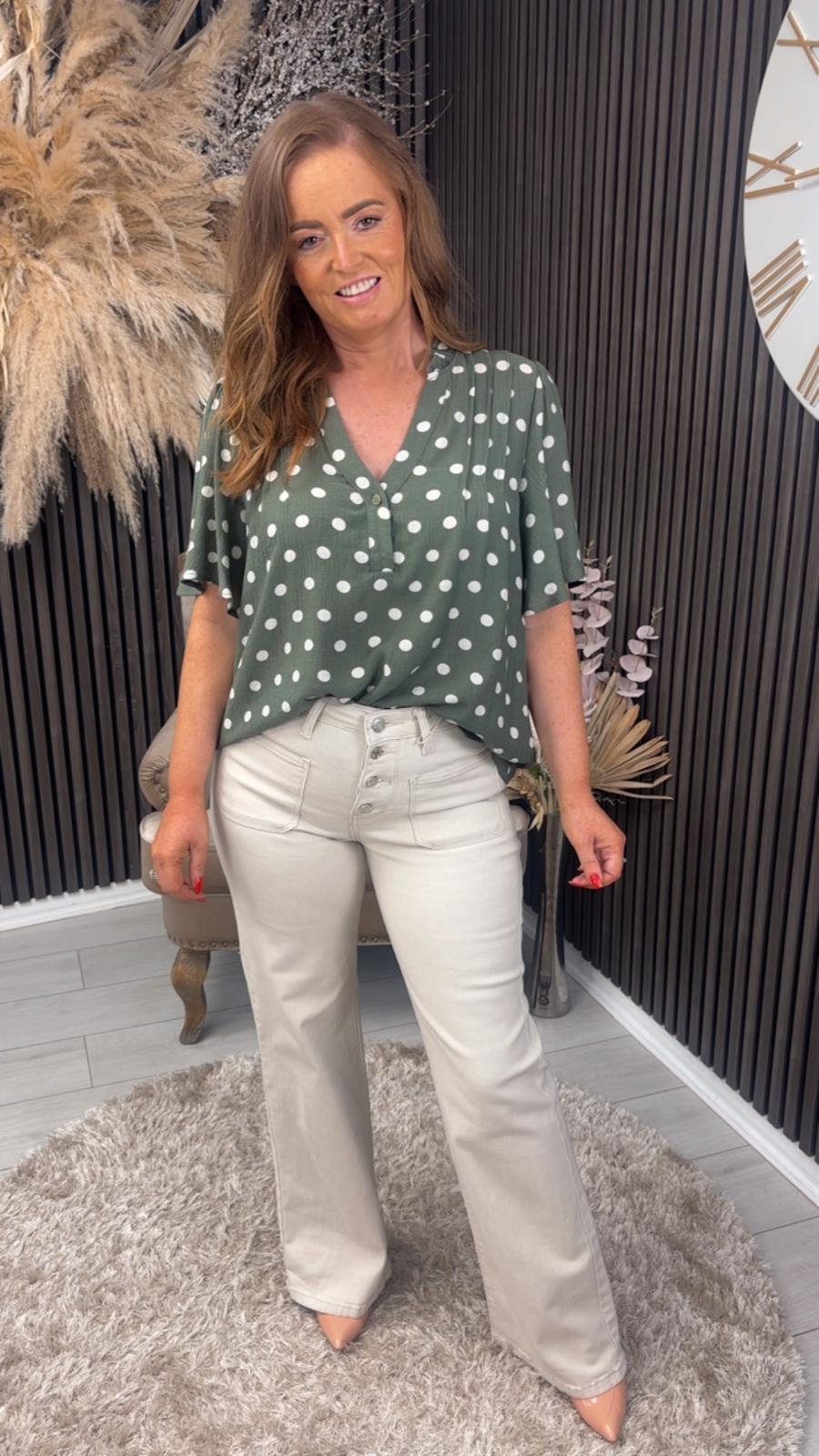 ORLANDA TOP - KHAKI SPOT