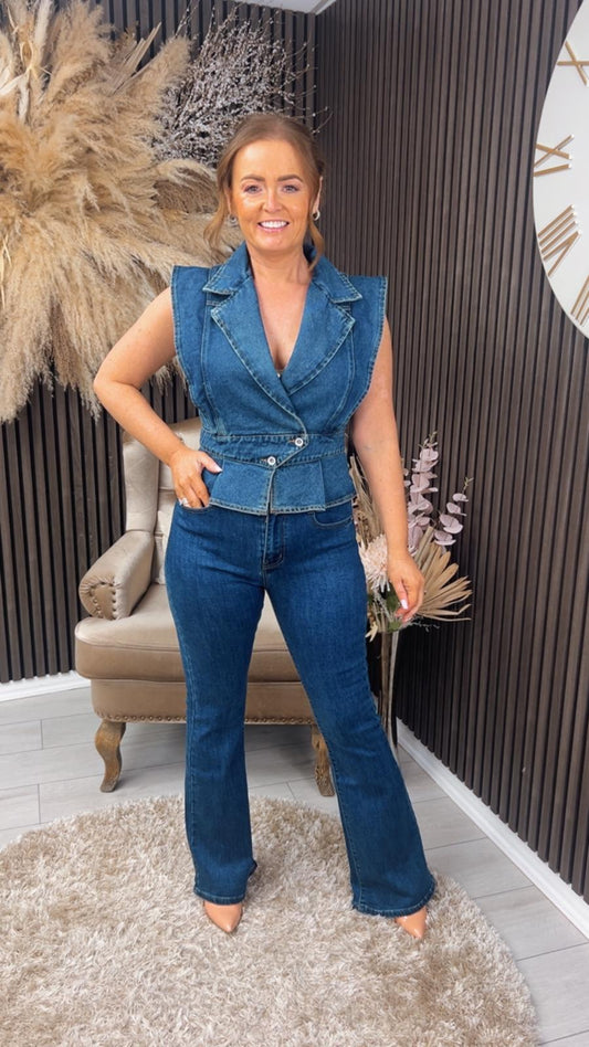 MAJELLA SLEEVELESS JACKET - DENIM