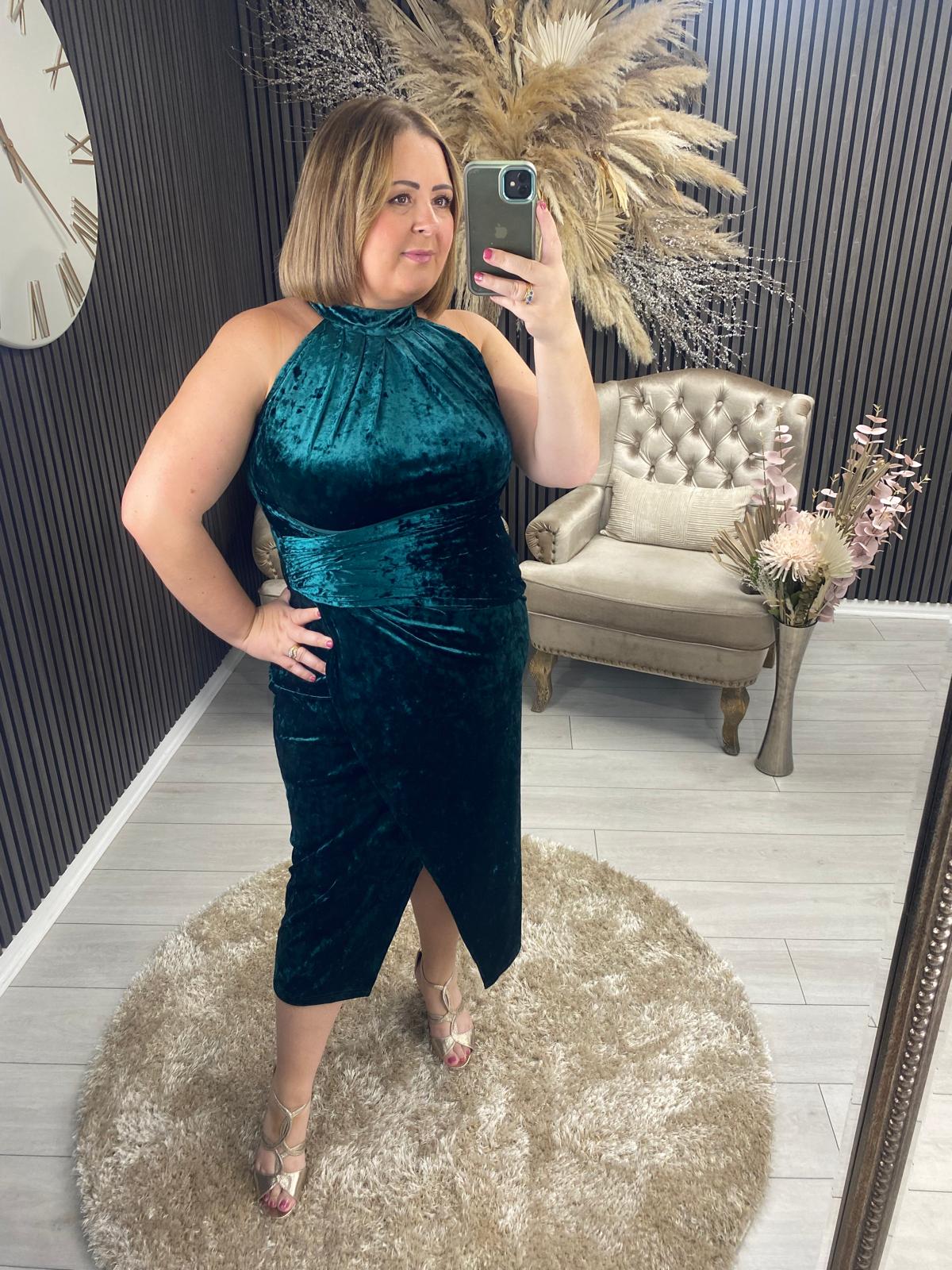 ALESSIA HALTER DRESS - GREEN
