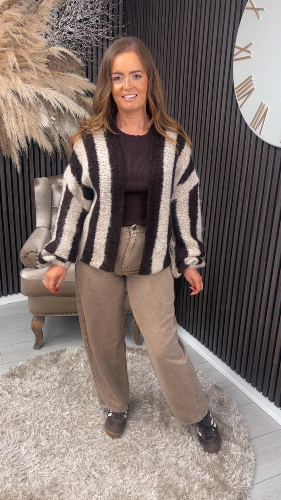 GLENDA CARDIGAN - BROWN/TAUPE