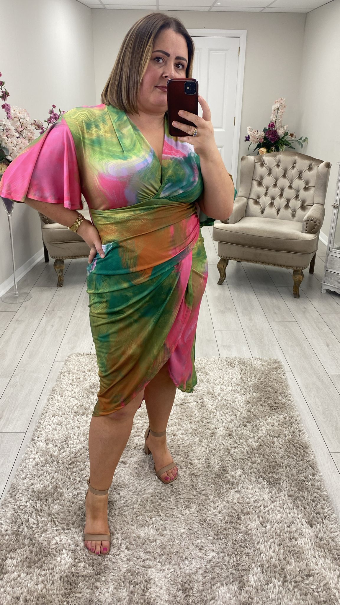 SANDY DRESS - PINK/GREEN