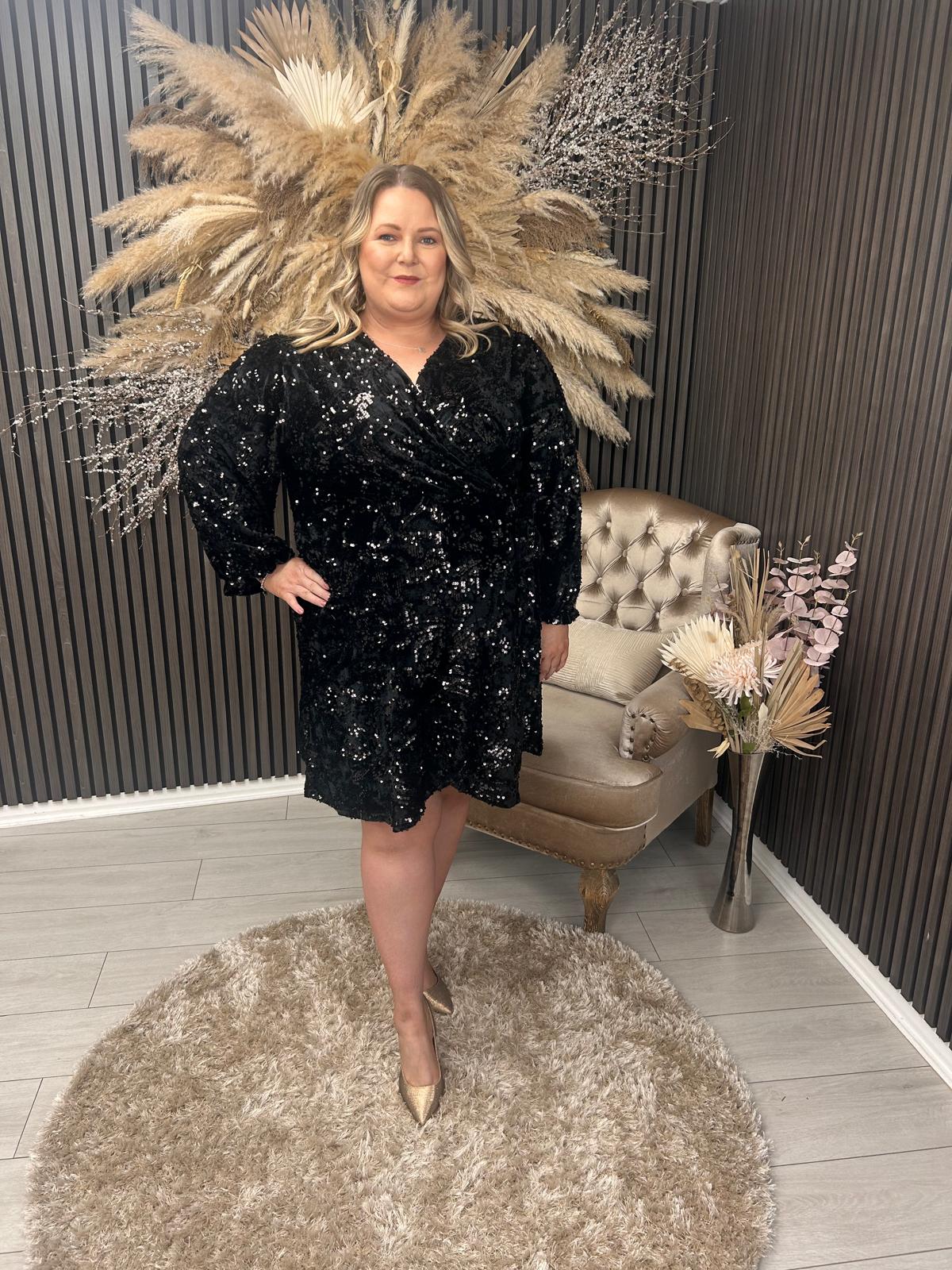 MADDIE DRESS - BLACK SEQUIN