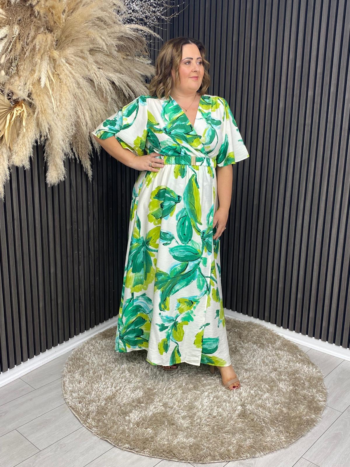 EVA DRESS - CREAM/GREEN