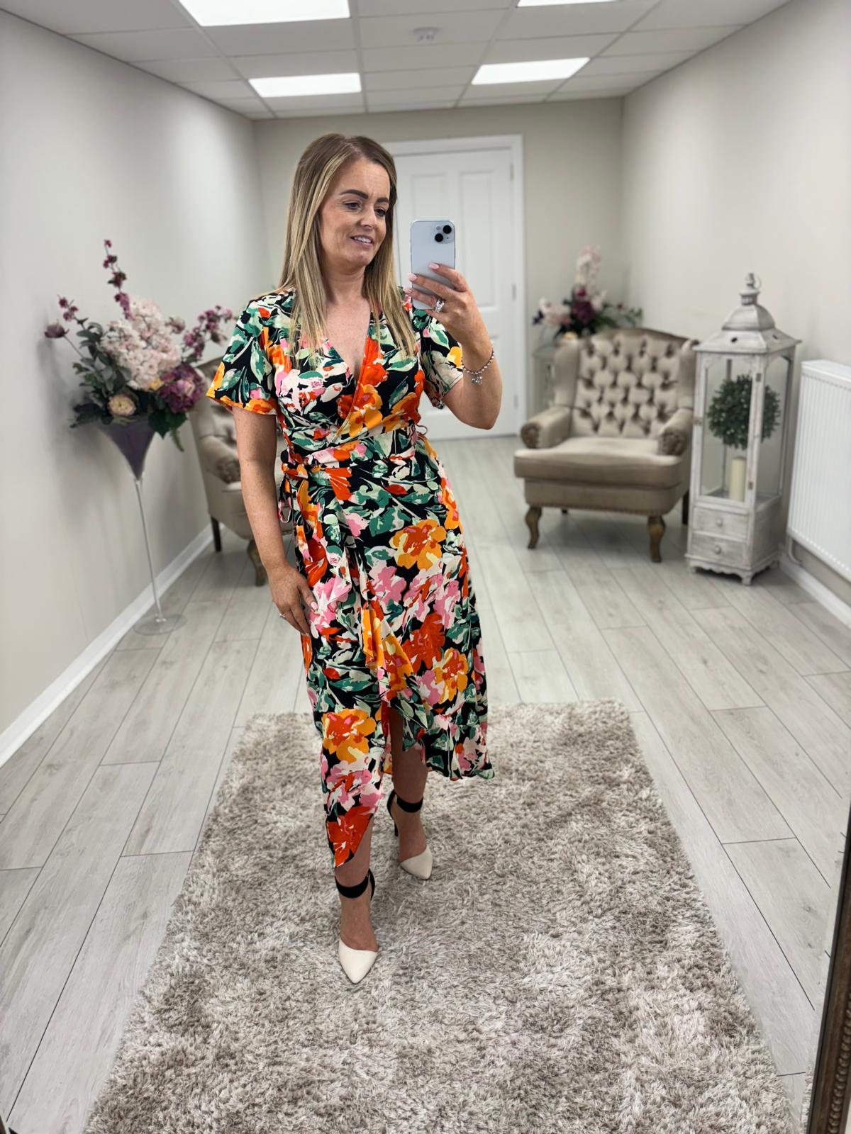 FARRAH DRESS - ORANGE FLORAL