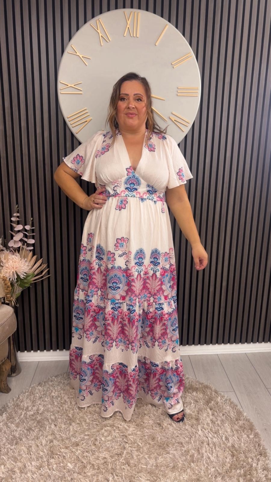 GISELLE DRESS - CREAM/PINK