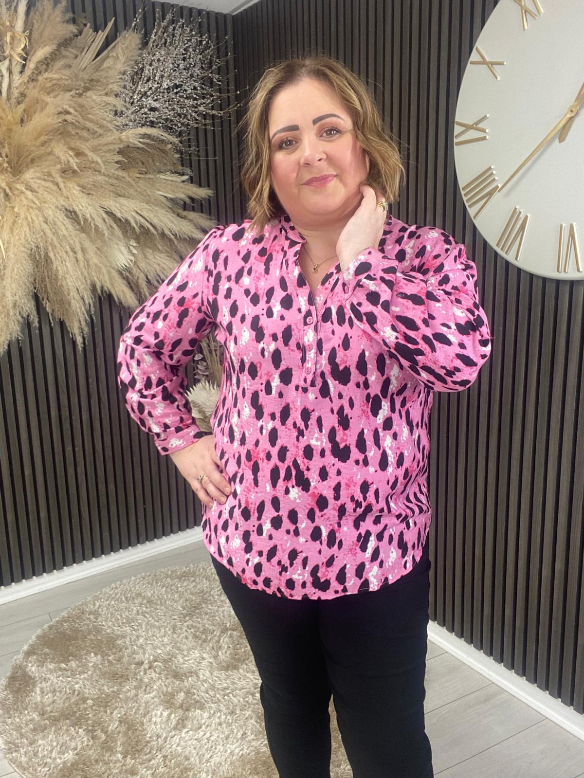 ESME TOP - PINK ANIMAL PRINT