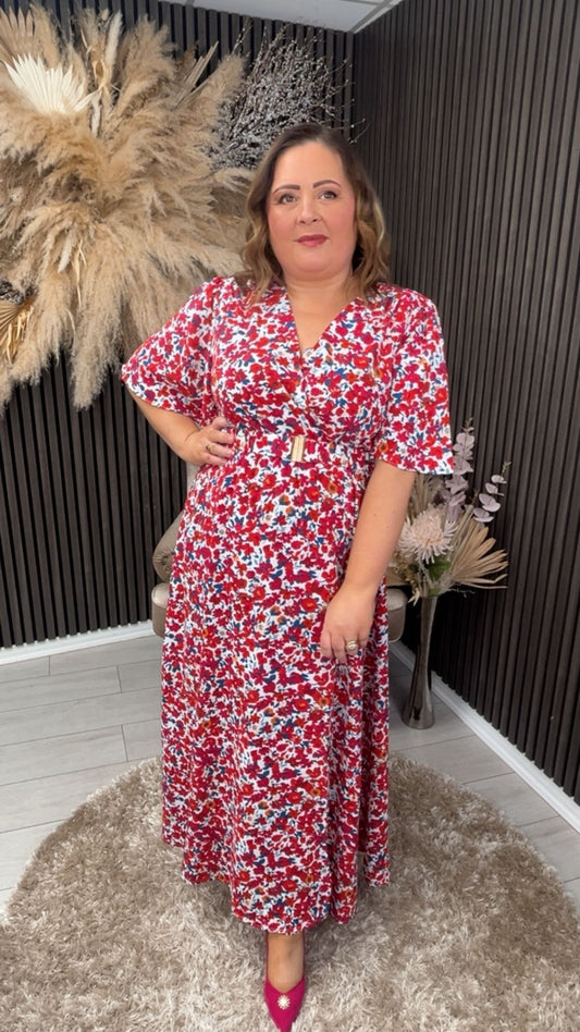 ANGELINE DRESS - RED FLORAL