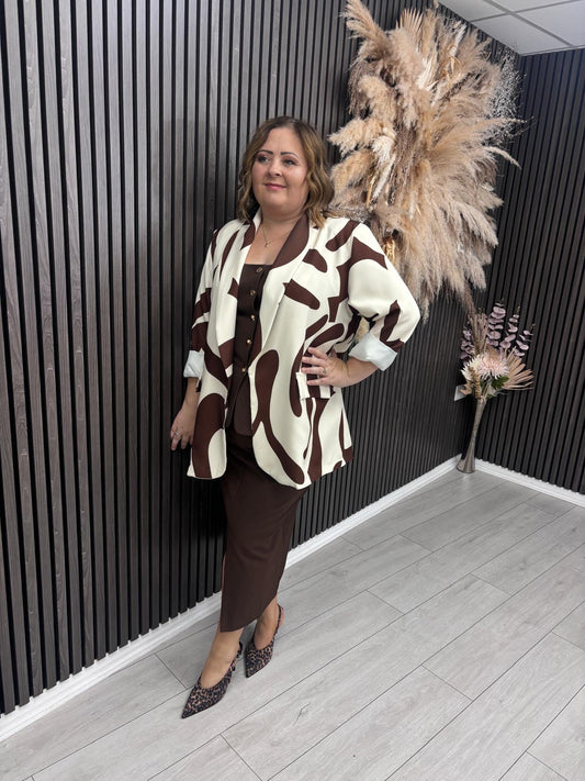 CYNTHIA BLAZER - CREAM/BROWN