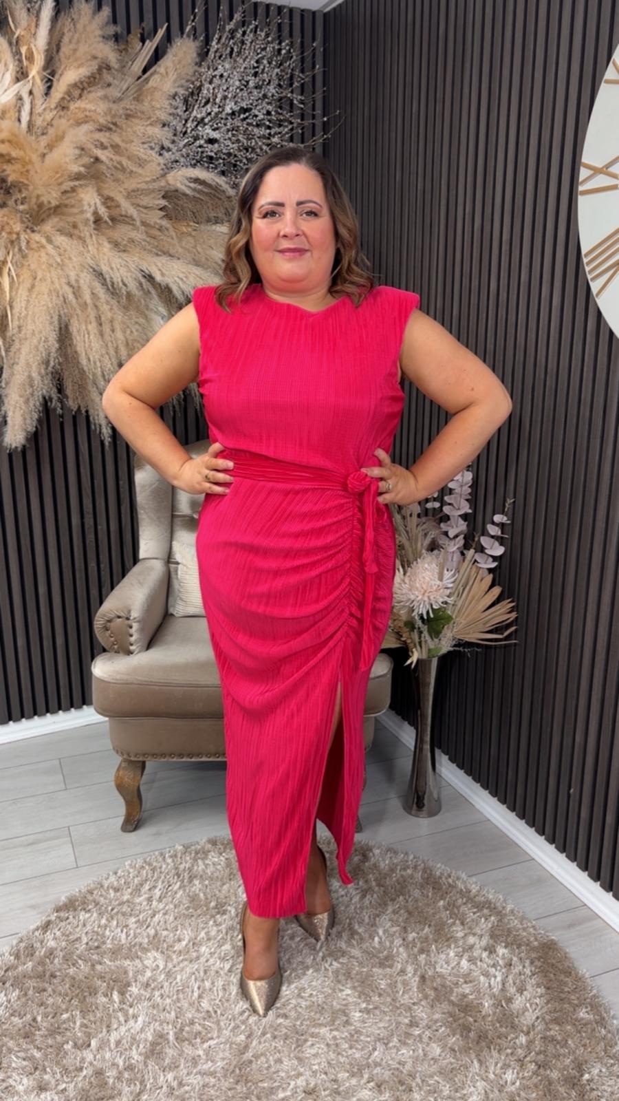 ELENA DRESS - HOT PINK