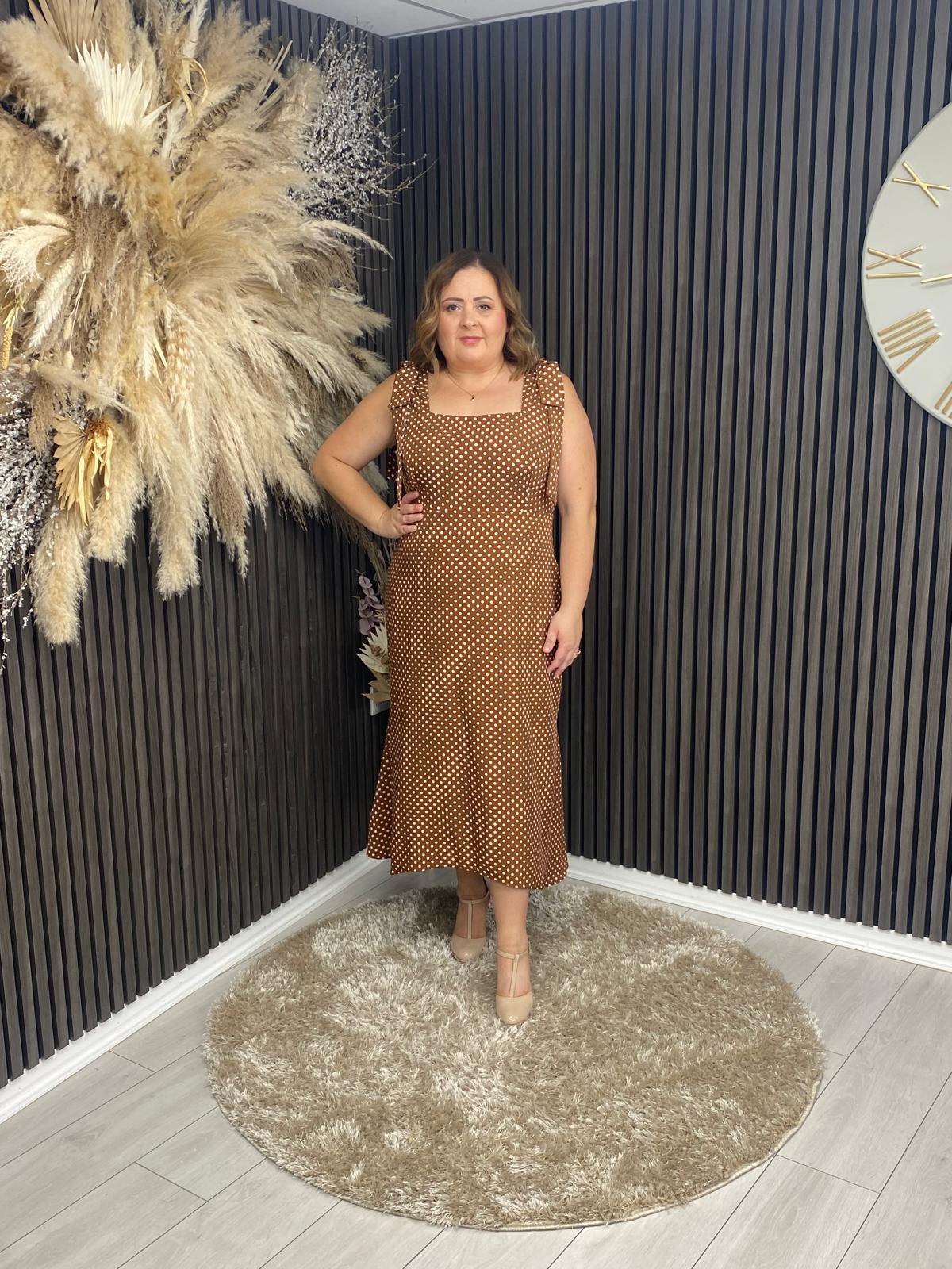 JOVI DRESS - BROWN POLKA DOT