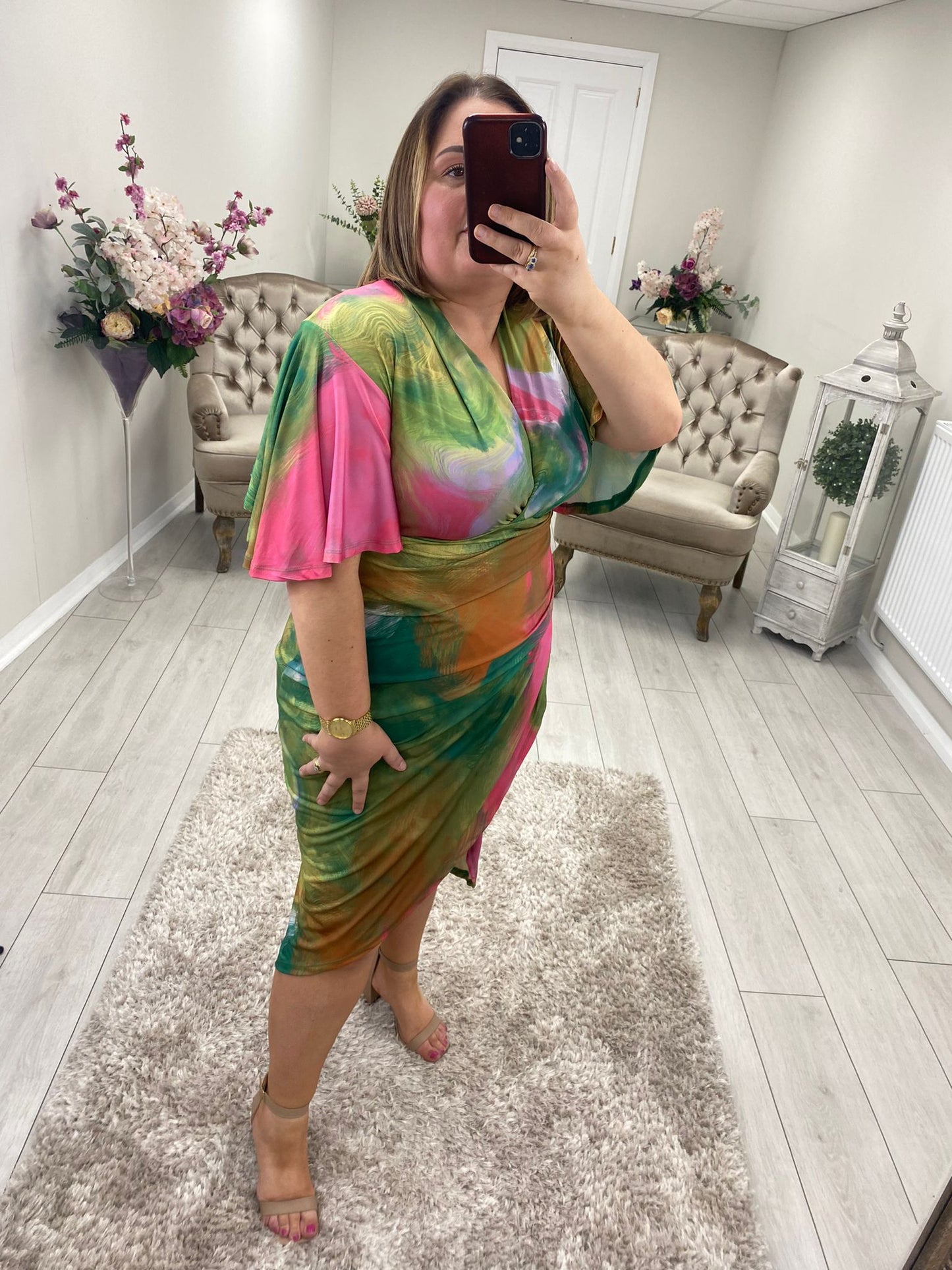 SANDY DRESS - PINK/GREEN