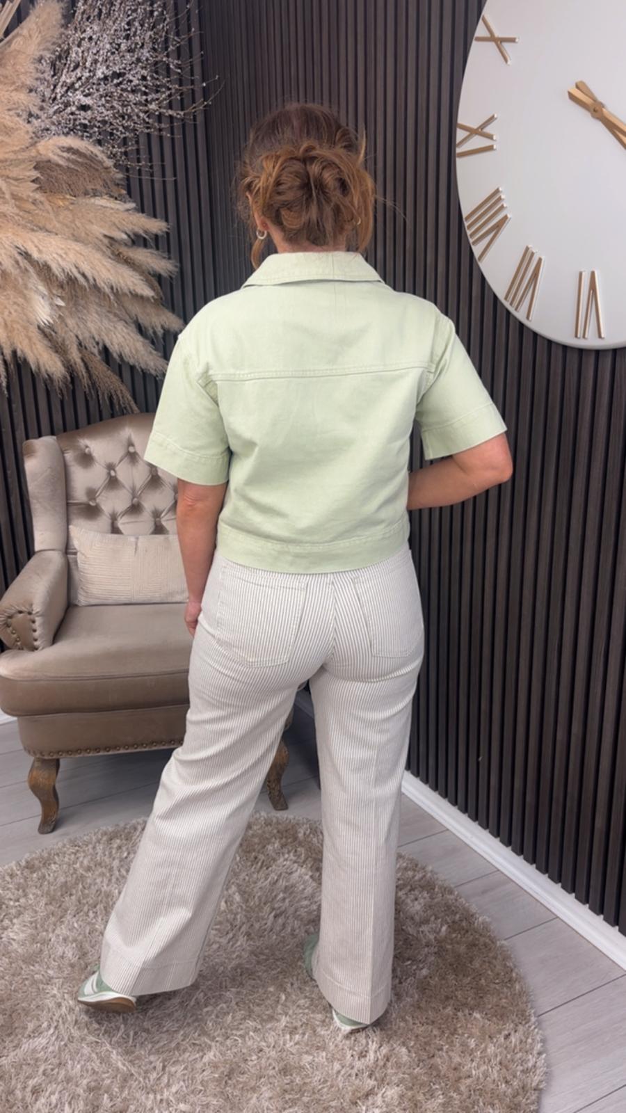 LISA JEANS - CREAM/SAGE GREEN