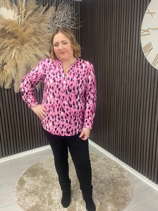ESME TOP - PINK ANIMAL PRINT